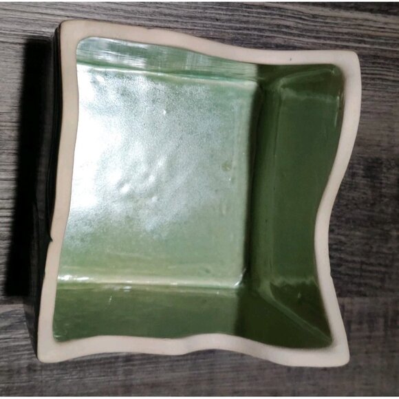 Vtg MCM Studio Pottery Green Earthtone Square Trinket Slab Box 4.5x4.5x6.5" - Picture 6 of 10